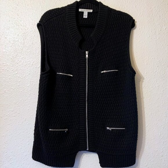 Autumn Cashmere - Beautiful black sweater vest with full zipper.   Womens Size L - Picture 1 of 6